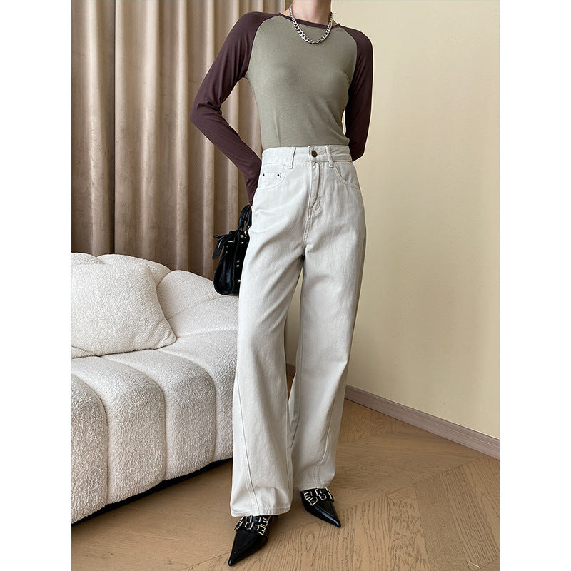 Damen Weite Jeanshose Hochwerder Damenjeans Elegant