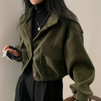 Damen Wollmix Jacke Oversized Lässig