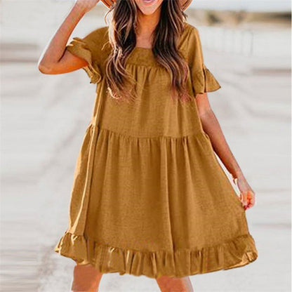 Damen Sommerkleid Rüschendetails Weite Ärmel Norvielle