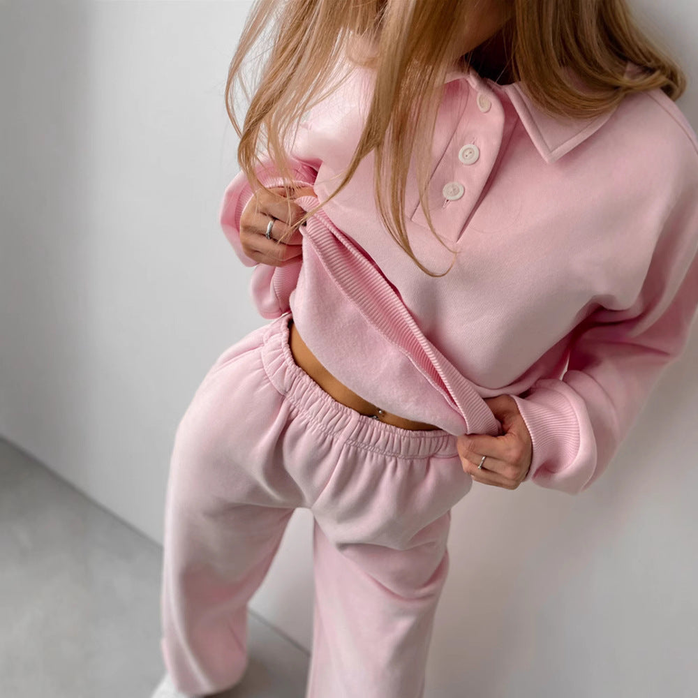 Damen Sportliches Lounge-Set Polokragen Weites Design Norvielle - Norvielle