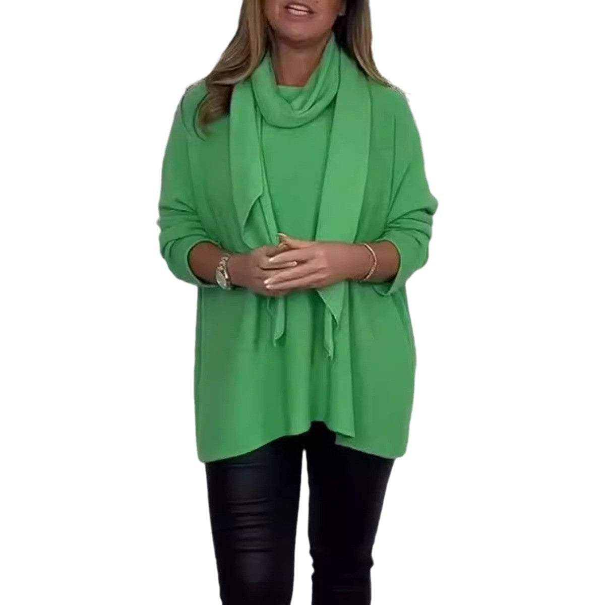 Damen Pullover Relaxed Fit mit Schal Norvielle