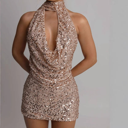 Damen Paillettenkleid Schimmerndes Halterdesign Norvielle