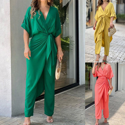 Damen Wickel-Jumpsuit Lässig Tailliert Norvielle