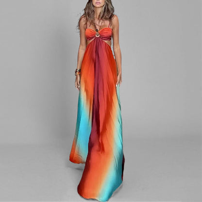 Damen Maxikleid Cut-Out-Design Farbverlauf Norvielle - Norvielle