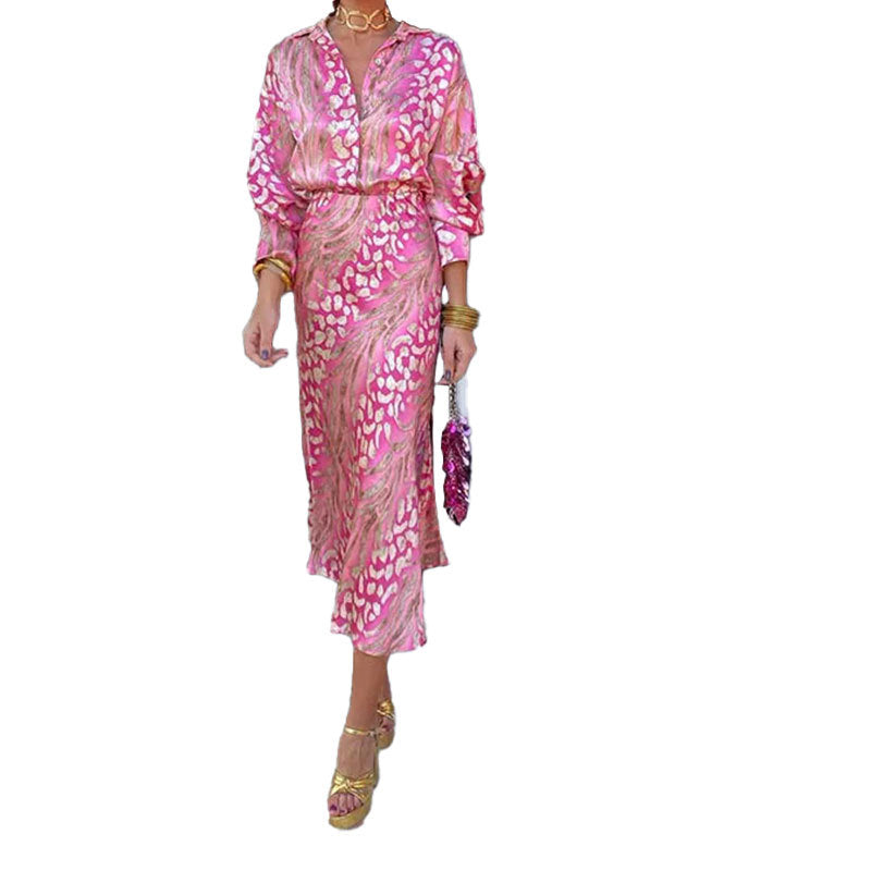Damen Maxikleid Seide Wickel-Design Schimmernd