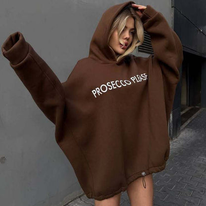 Damen Oversized Hoodie mit Kordelzug und Rippbündchen Norvielle - Norvielle
