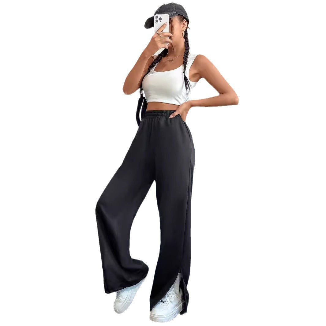 Damen Freizeithose Weit Geschnitten Mit Seitlichen Schlitzen Norvielle