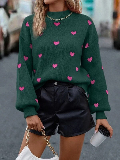 Damen Pullover Herzen-Design Lässiger Schnitt Norvielle