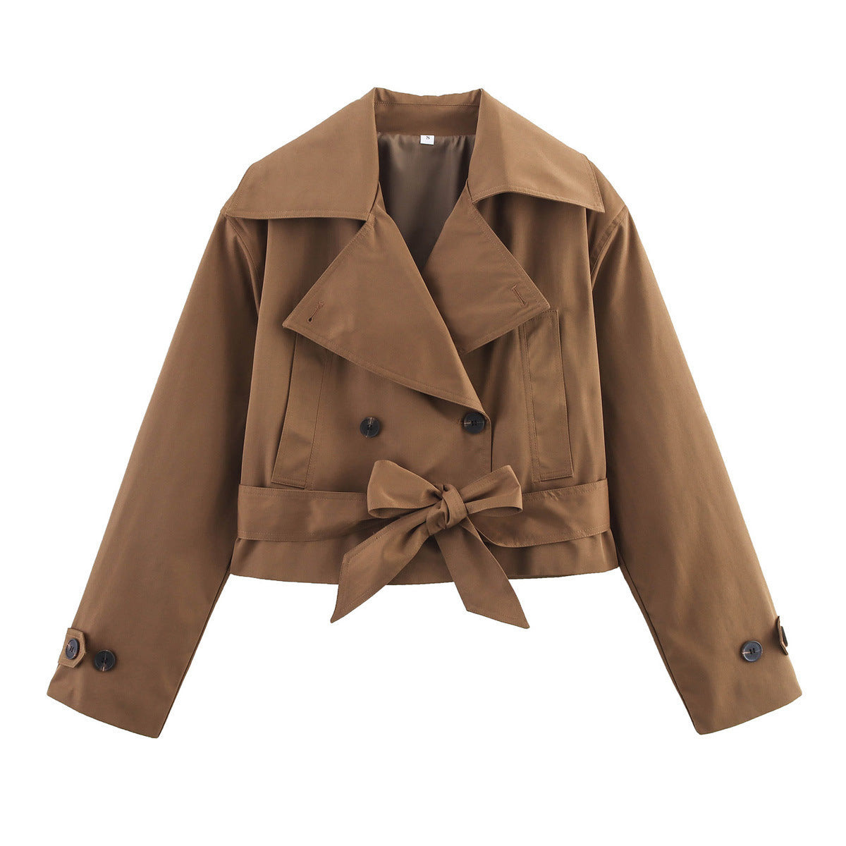 Damen Kurzjacke Breiter Kragen Bindegürtel Norvielle