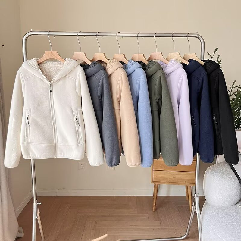 Damen Fleecejacke Kuscheliges Innenfutter Reißverschlusstaschen