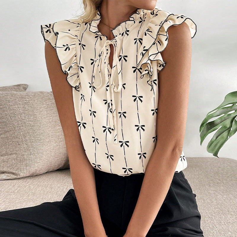 Damen Bluse Floralmuster Rüschendetails Norvielle - Norvielle