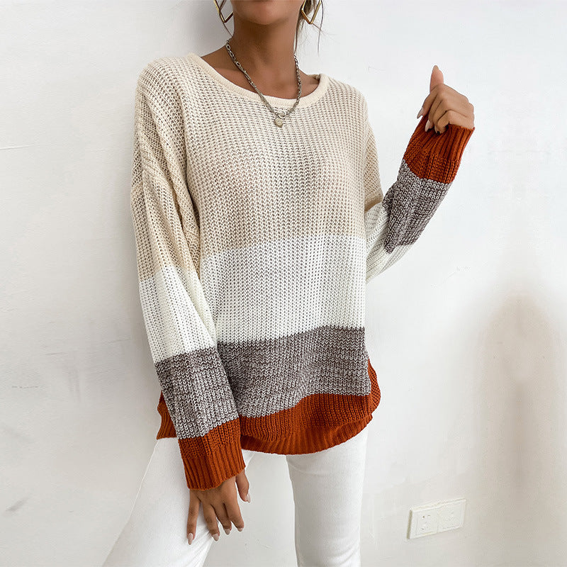 Damen Strickpullover mit Blockstreifen Norvielle