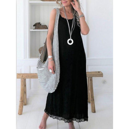 Damen Maxikleid Boho-Stil Spitzendetails Norvielle