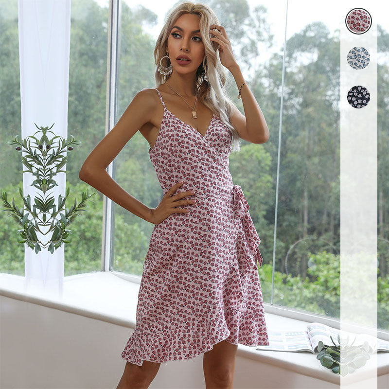 Damen Wickelkleid Flora Asymmetrisch Rüschen Norvielle - Norvielle
