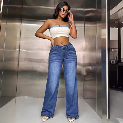Damen Weite Jeanshose Lässiger Streetstyle