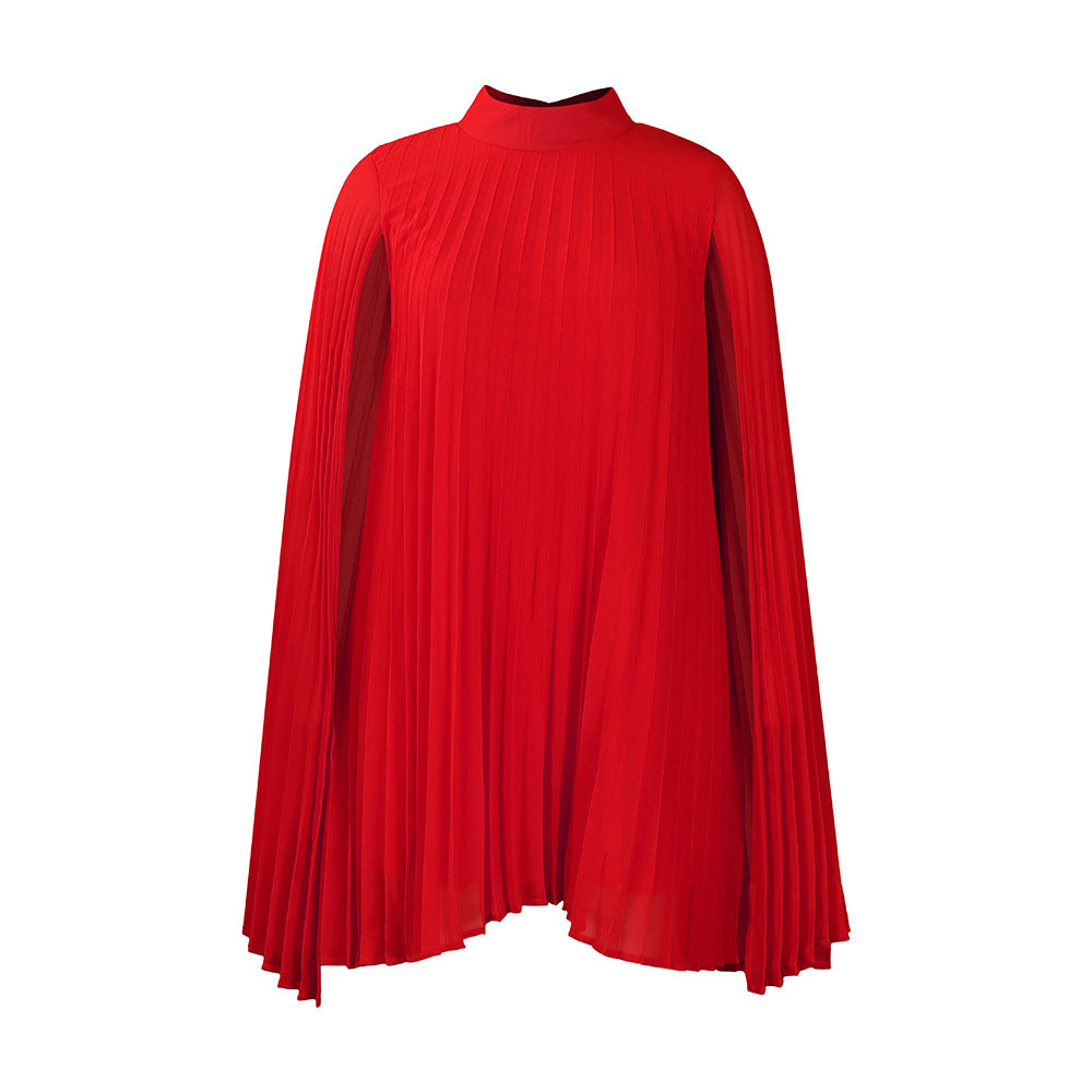 Damen Plisseekleid mit Kapuze und schwingendem Schnitt