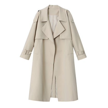 Damen Trenchcoat Breiter Revers Praktische Taschen