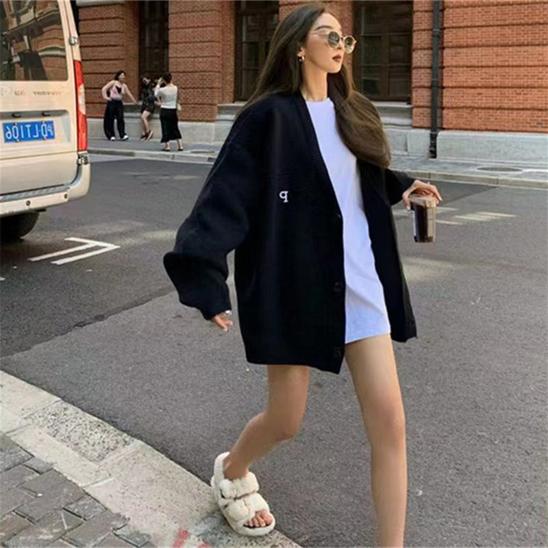 Damen Strickjacke Oversized mit Kragen und Taschen Norvielle