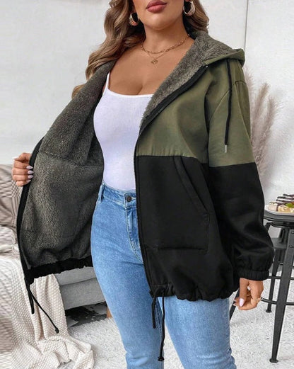 Damen Übergangsjacke Doppellagig Fleece Verstellbarer Saum Norvielle