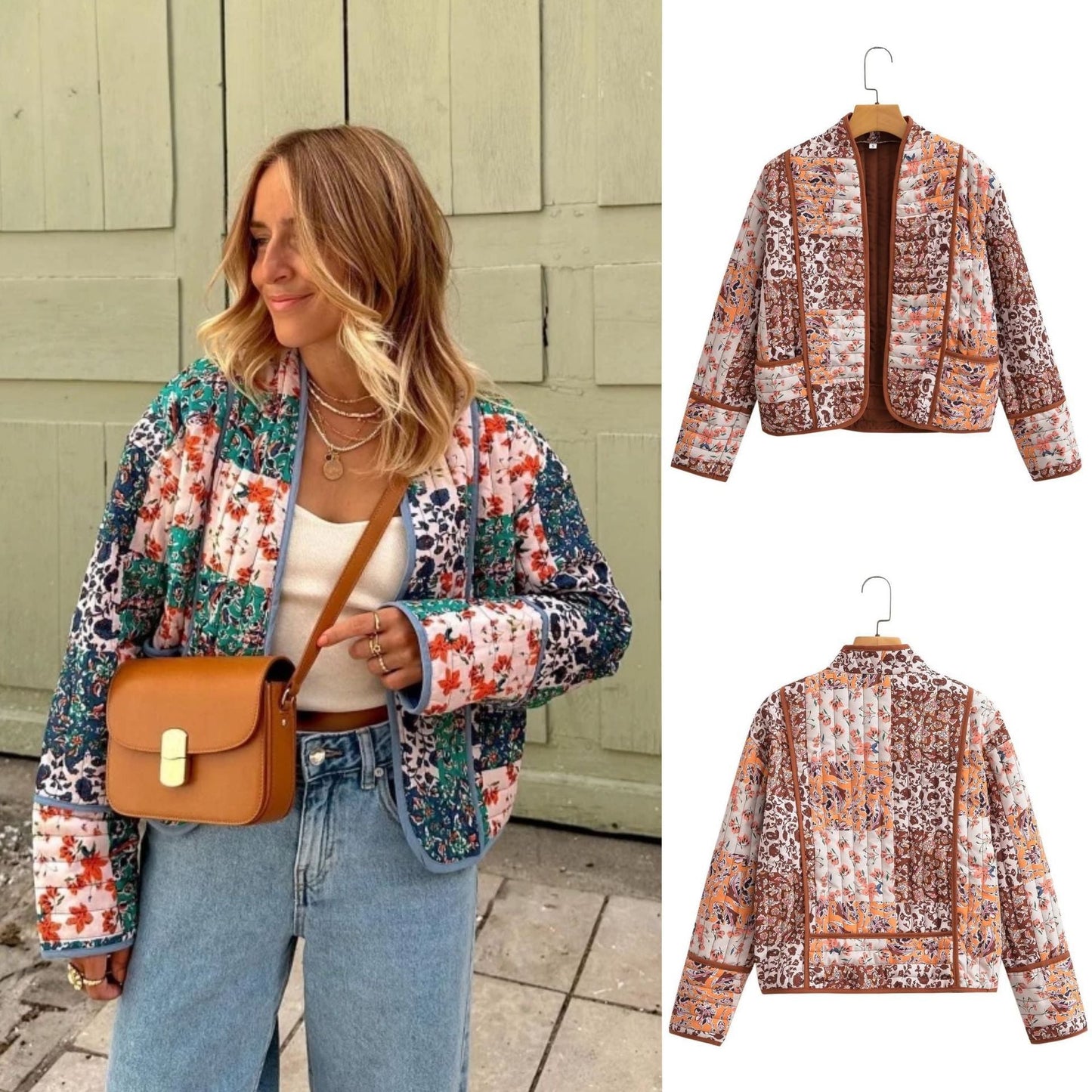 Damen Steppjacke Gepolstert Floralmuster Norvielle - Norvielle