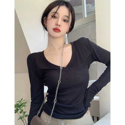 Damen Langarmshirt V-Ausschnitt Figurschmeichelnd Norvielle