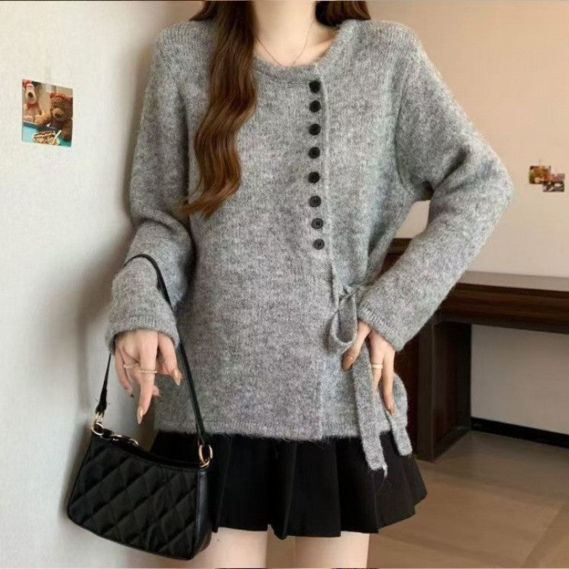 Damen Strickjacke mit Bindeband und Knöpfen Norvielle
