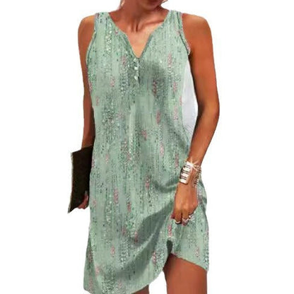 Damen Sommerkleid V-Ausschnitt Asymmetrischer Saum Norvielle