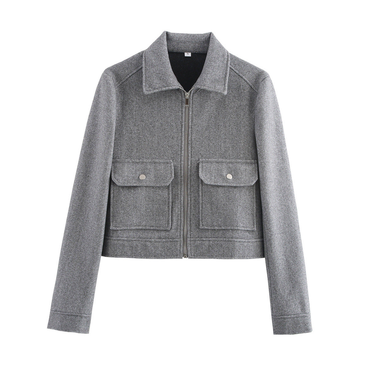 Damen Kurzjacke Lässiger Schnitt Baumwolle Praktische Taschen