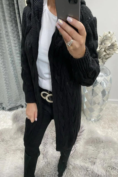 Damen Grobstrick-Cardigan mit Zopfmuster und Taschen Norvielle