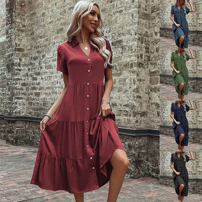 Damen Maxikleid mit Knöpfen und Rüschen Norvielle - Norvielle