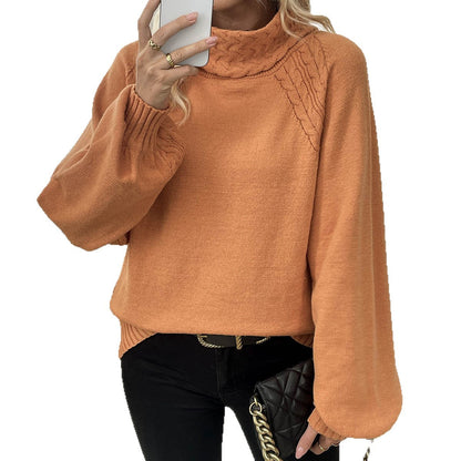 Damen Pullover Rollkragen Strukturiertes Zopfdesign