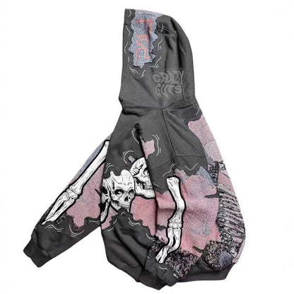 Damen Kapuzenpullover Totenkopf-Print Norvielle