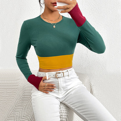 Damen Langarm Crop- Farbblock Norvielle - Norvielle