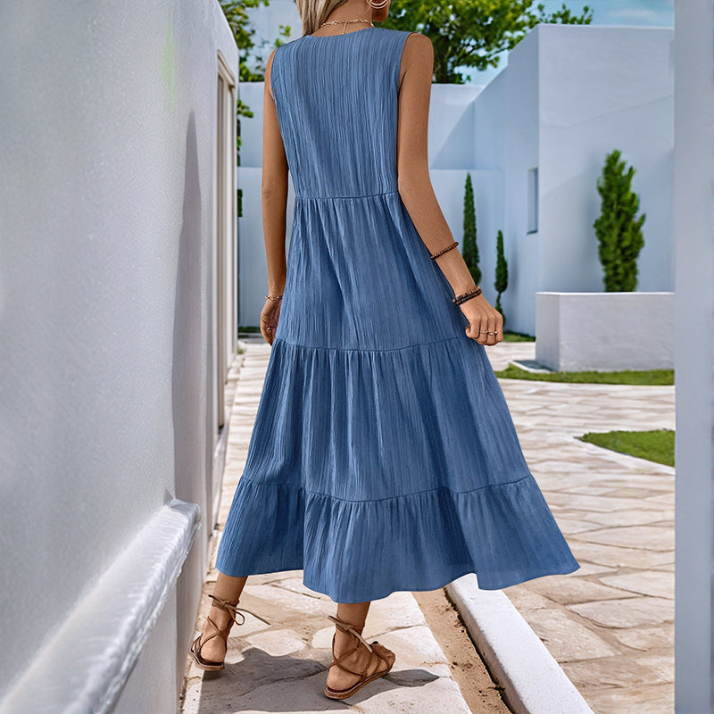 Damen Maxikleid mit Knöpfen Lässiger Schnitt Norvielle