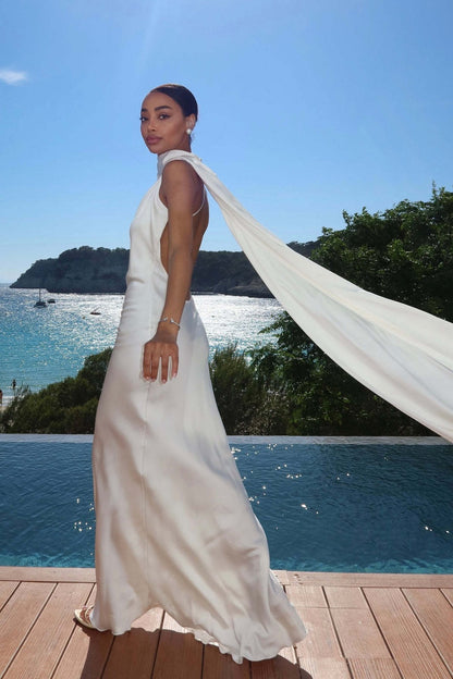 Damen Abendkleid Schulterfrei Fließend Norvielle