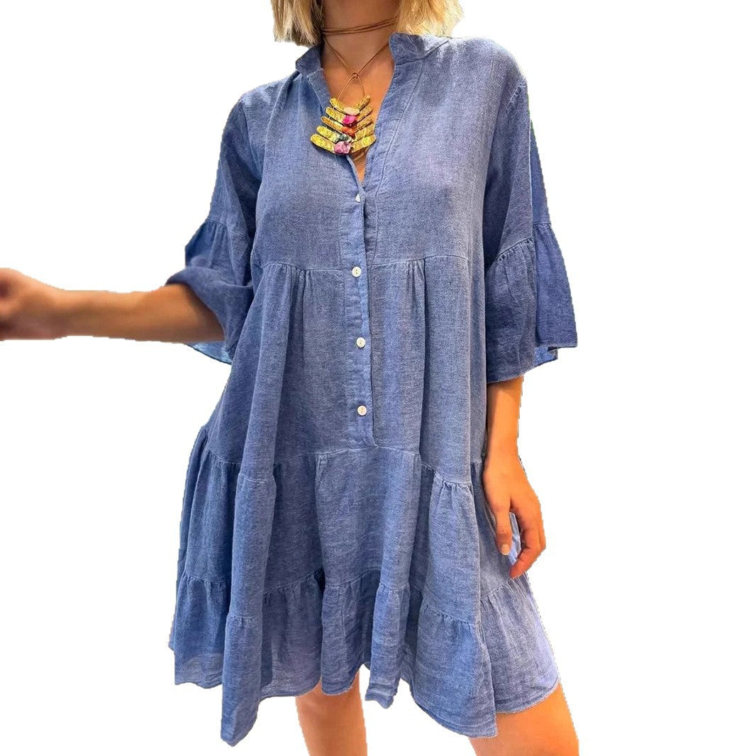 Damen Hemdblusenkleid mit Rüschendetails Norvielle