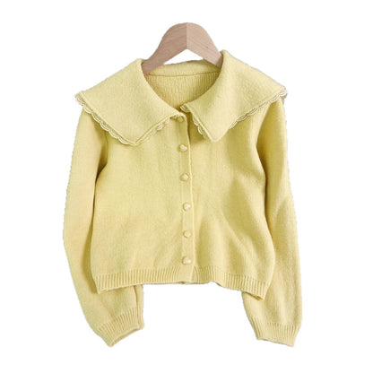Damen Strickjacke Großkragen Dekorativ Norvielle