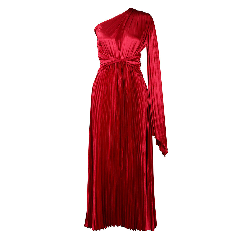 Damen Maxikleid Asymmetrisch Tailliert Wickeloptik