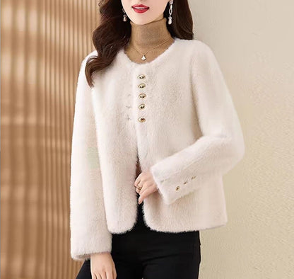 Damen Weiche Jacke Goldene Knöpfe Norvielle