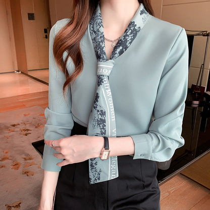 Damen Bluse Elegantes Design V-Ausschnitt Blau - Norvielle