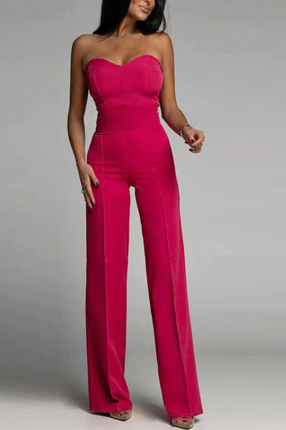 Damen Jumpsuit Schulterfrei Weites Bein Norvielle