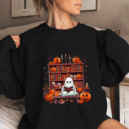Damen Sweatshirt Herbst Grusel Motiv Puffärmel