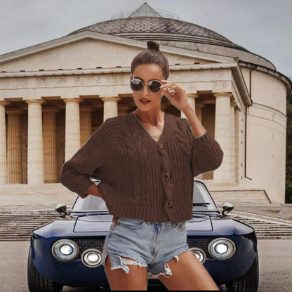 Damen Cardigan Grobstrick Lässiger Schnitt Beige
