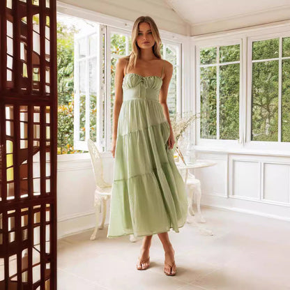 Damen Maxikleid Verstellbare Träger Raffinierte Volants Norvielle