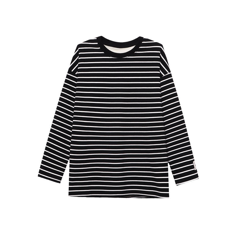 Damen Langarmshirt Streifen Baumwollmix Weich