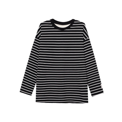 Damen Langarmshirt Streifen Baumwollmix Weich