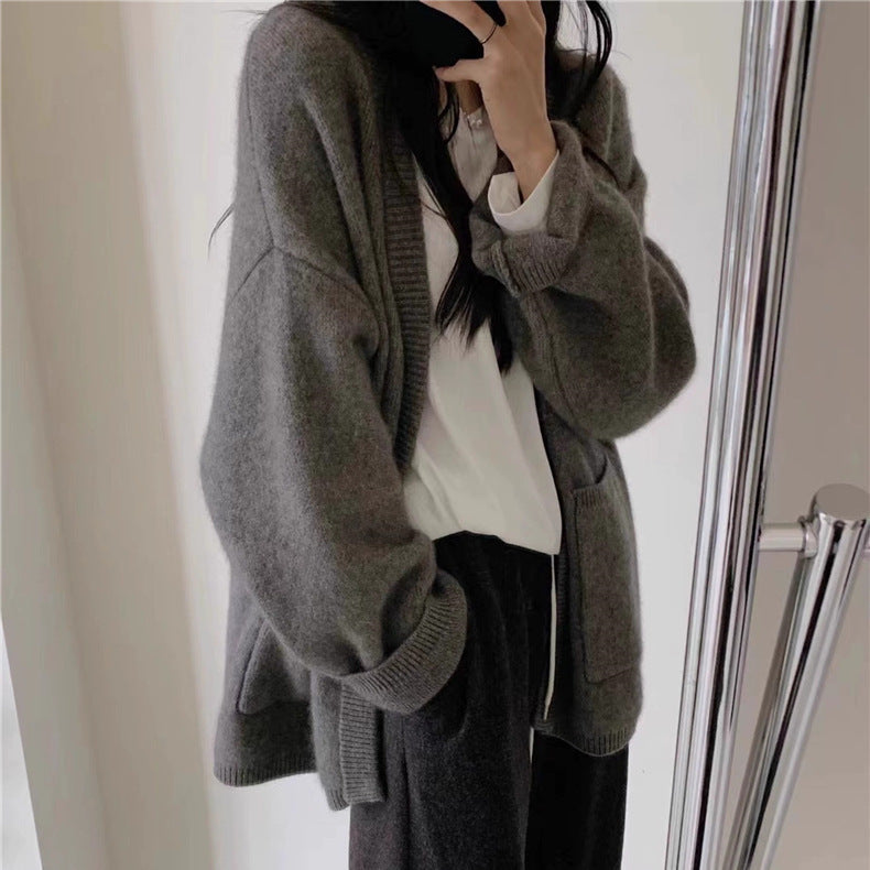 Damen Strickcardigan mit V-Ausschnitt und Taschen Norvielle