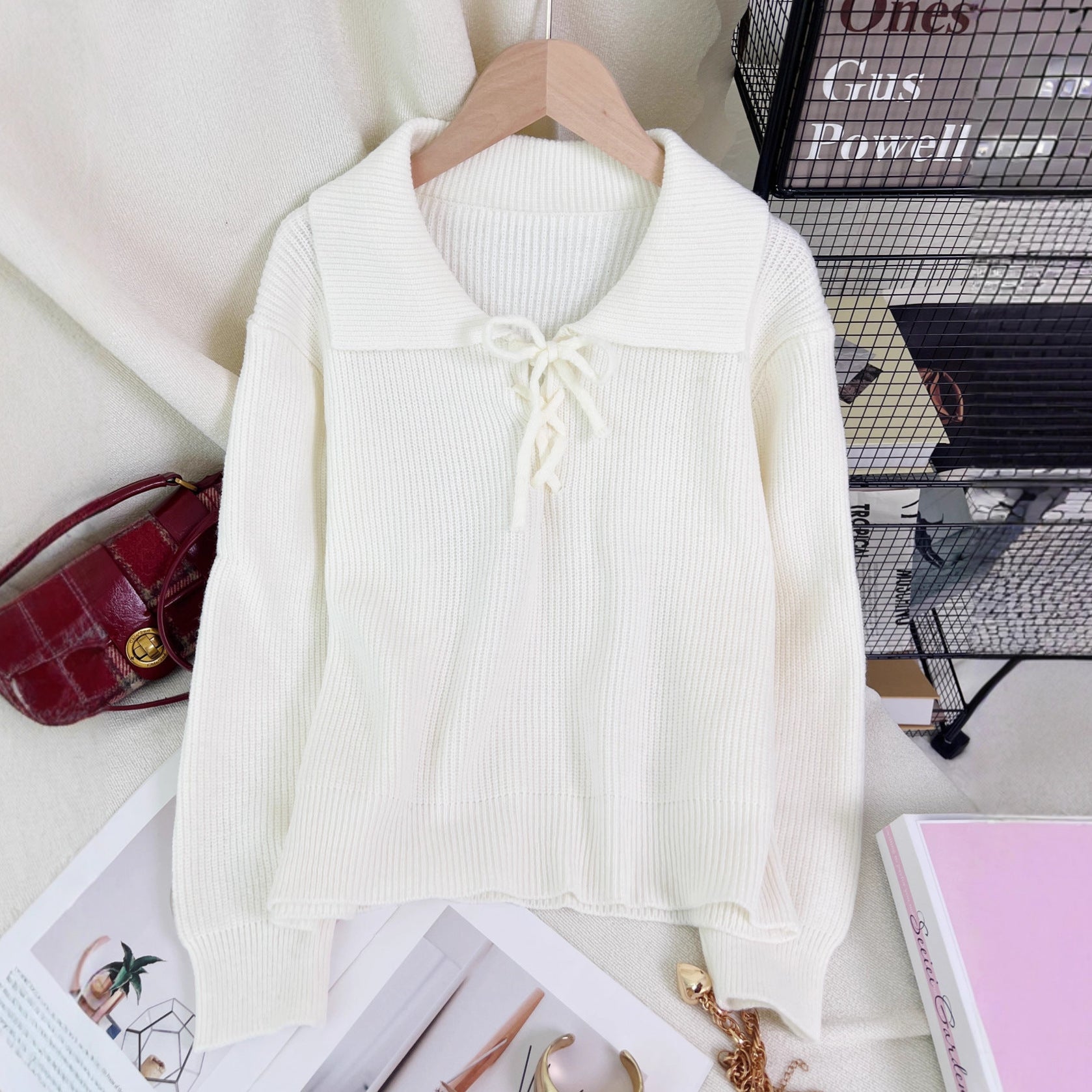 Damen Pullover Polokragen Kordelzug Norvielle - Norvielle