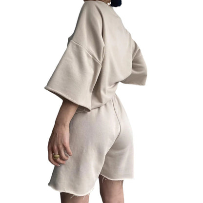 Damen Kurzarm-Oberteil und Shorts Set Norvielle