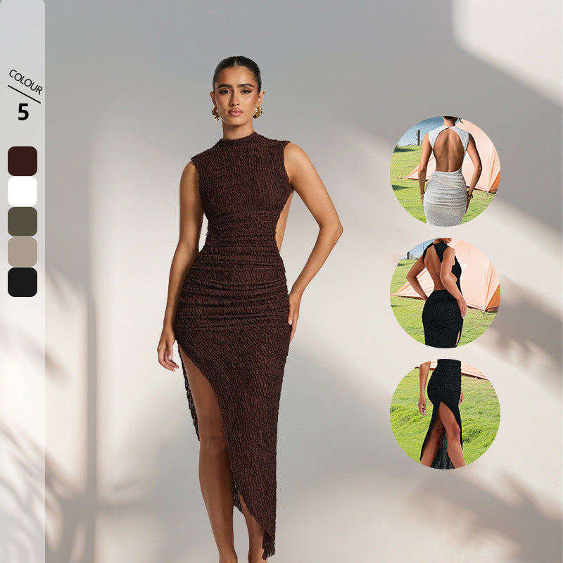 Damen Maxikleid Figurbetont Raffiniertes Design Schwarz - Norvielle